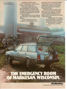 1986 Subaru Four Wheel Drive Wagon Vintage Magazine Ad  Vet Making Farm Calls