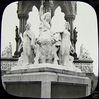 Glas Magic Lantern Slide THE ALBERT MEMORIAL - AMERIKA UM 1900 FOTO . ENGLAND