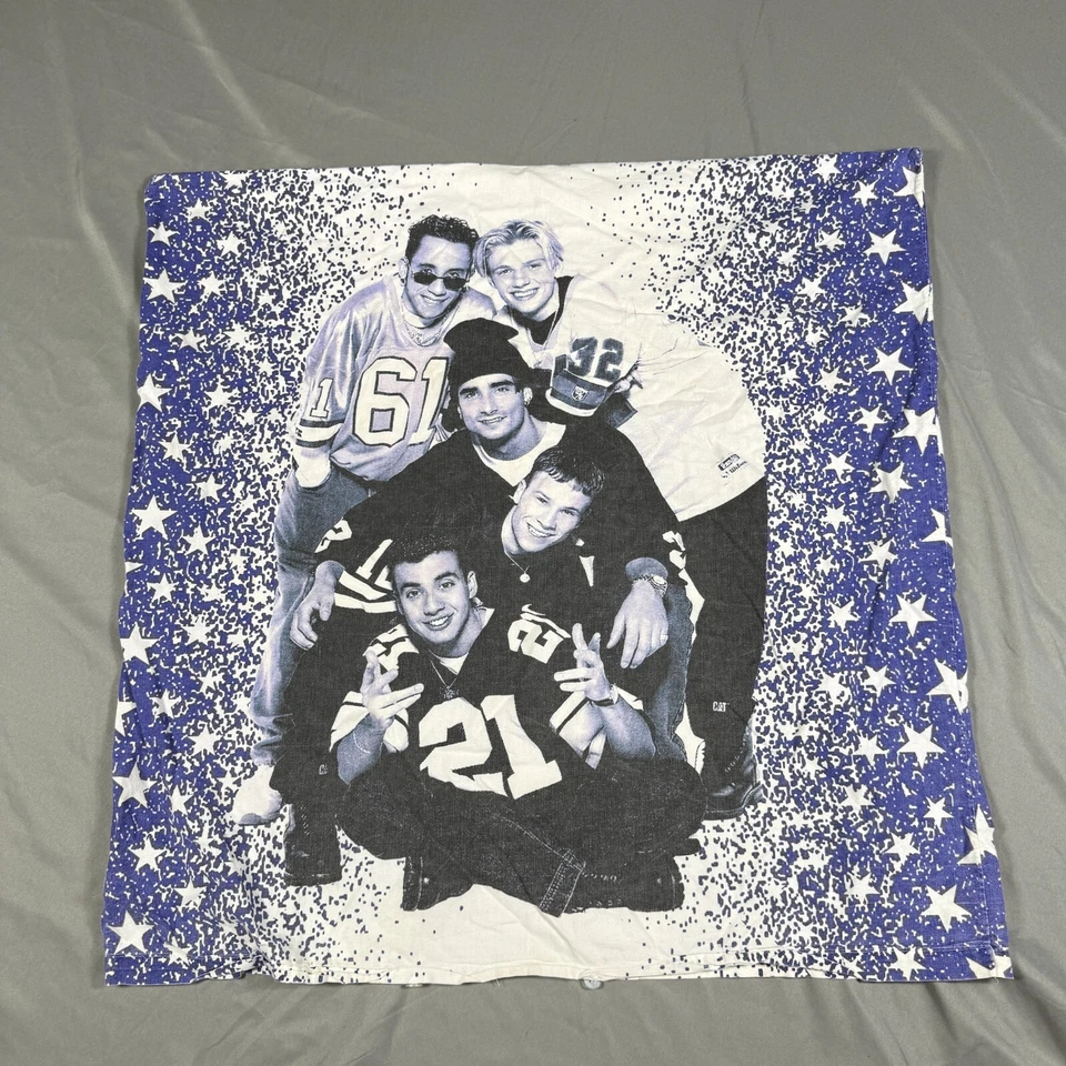 Vintage Backstreet Boys Bedding Set Pillow Case White Blue Star Print Rare - Image 2 of 4