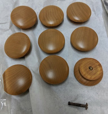 Lot Of 9 Furniture Round Wood Pull Handle Cabinet Dresser Knobs Ebay