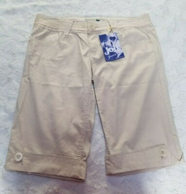 Jolt Womens Casual Bermuda Shorts Size 9 Stretchy Waist Cotton Blend White New