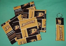 New COASTERS SET of 4 and/or KEYCHAIN key ring ANAHEIM DUCKS  Hockey Team