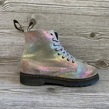 Dr. Martens Juniors 1460 Pascal Rainbow Iridescent Kidray Lace Up Boots Size 4