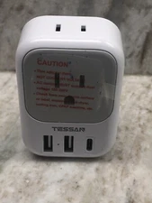 Israel Plug Adapter Tap with Multi Outlet USB Charger for US Travel to Palestine