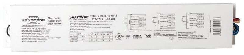 Keystone KTSB-E-2048-46-UV-S 4-6LMP120-277V ELEC SIGN BALLAST REPLACES