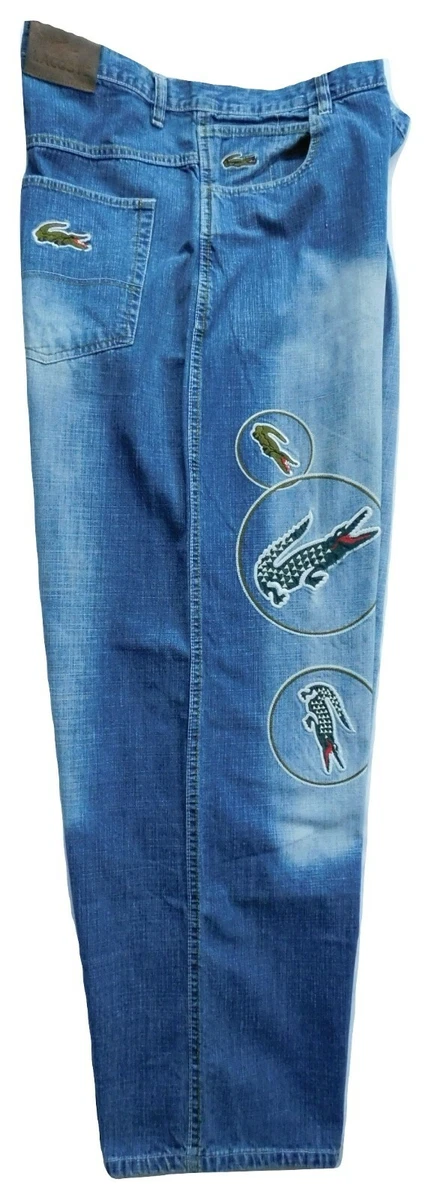 Y2K 90s Mens Jeans 42 x 34 Croc Logo Embroidery Baggy Straight | eBay