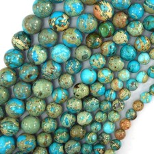 Sky Blue Sea Sediment Jasper Round Beads 15.5" Strand 4mm 6mm 8mm 10mm 12mm