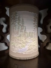 Lighted 3D Lithophane with Hand Painted Forest and Creek