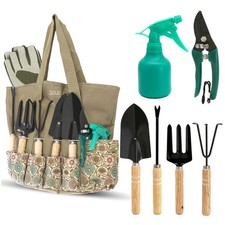 Ergonomic 8-Piece Stainless Steel Garden Tool Set with Tote for Easy Planting