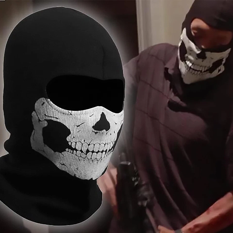 Máscara facial fantasma única - algodón suave y diseño de esqueleto realista para Halloween Foto 4 de 4