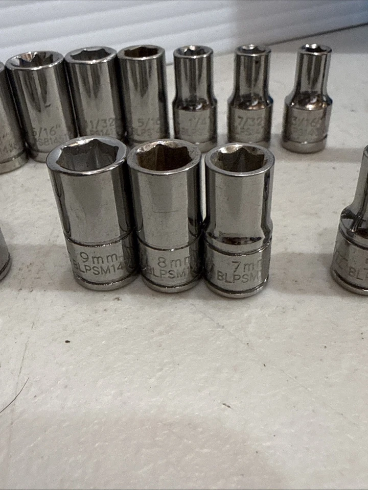 20 Piece Blue Point Metric And Sae Sockets Very Clean Blpsm Blps - Image 3 of 4