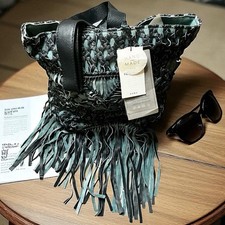 ZARA Women s Handmade Green Leather Braided B...