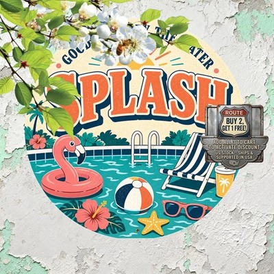 Pool Life Better Round Tin Sign Backyard Summer Decor