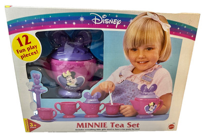 VTG Disney Minnie Mouse 12 Pc Tea Set New In Box Mattel Playhouse Made in USA