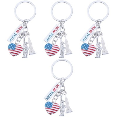 4 Pcs Schlüsselringe Schlüsselanhänger Usa Unabhängigkeitstagdekoration