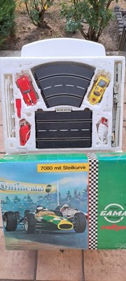 GAMA Rallye Autorennbahn Setkarton 7080 mit 2 Autos,  1970er Jahre