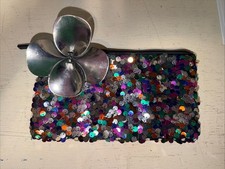 MAC Sparkle Sequin Glitter MultiColor Makeup Cosmetic Zipper Bag Clutch Pouch