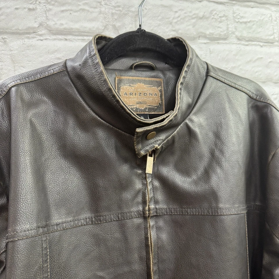 Chaqueta de Motociclista de Cuero Marrón Y2K De Colección Para Hombre XL Soplador Fonzie Abrigo Imitación Cuero Foto 2 de 4