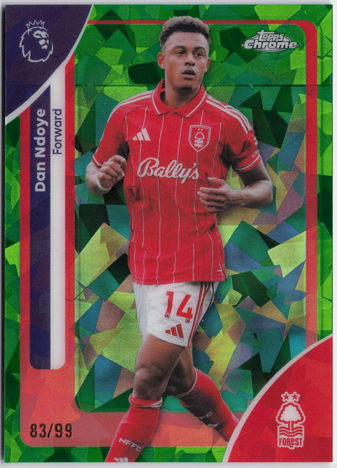 2025-26 Topps Chrome Sapphire Edition Premier League #153 Dan Ndoye Green #/99