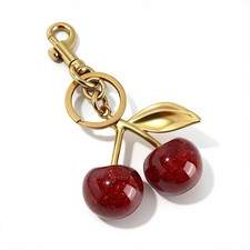 Red Cherry Bag Charm Cute Resin Cherry Keychain Purse Charm