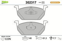Bremsbelagsatz Scheibenbremse Essential Valeo 302317 FüR Audi AW1 BZ1 Skoda Seat