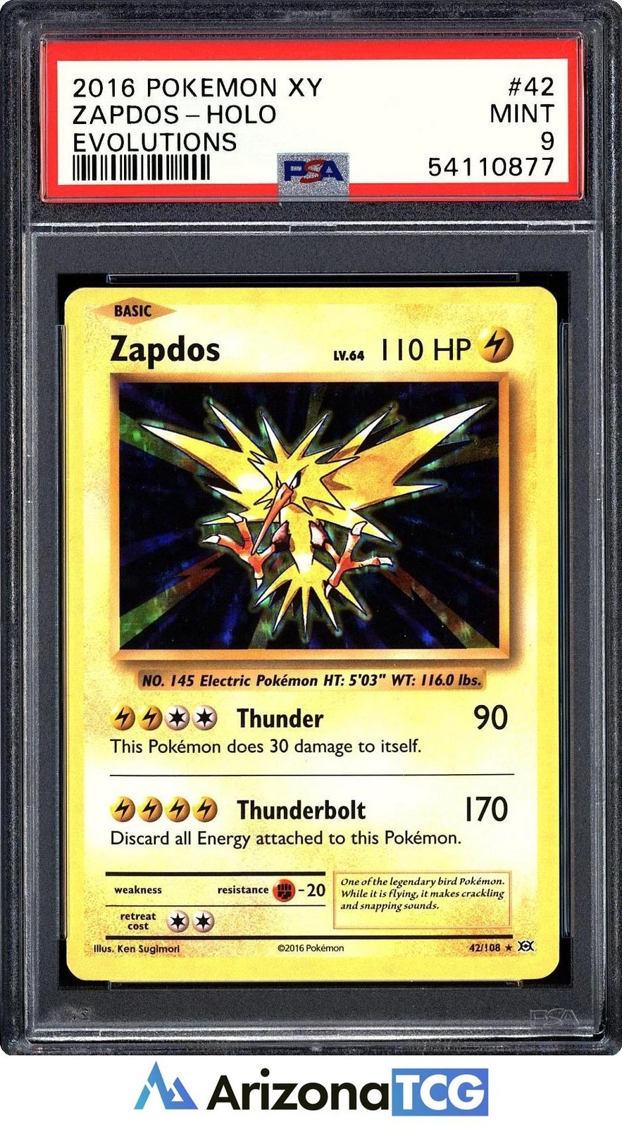 Pokemon 2016 Zapdos 42/108 Holo Evolutions PSA 9