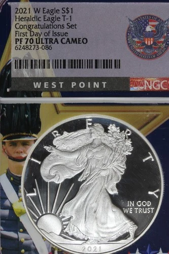 2021 W NGC PF70 ULTRA CAMEO HERALDIC T-1 AMERICAN SILVER EAGLE #B51996