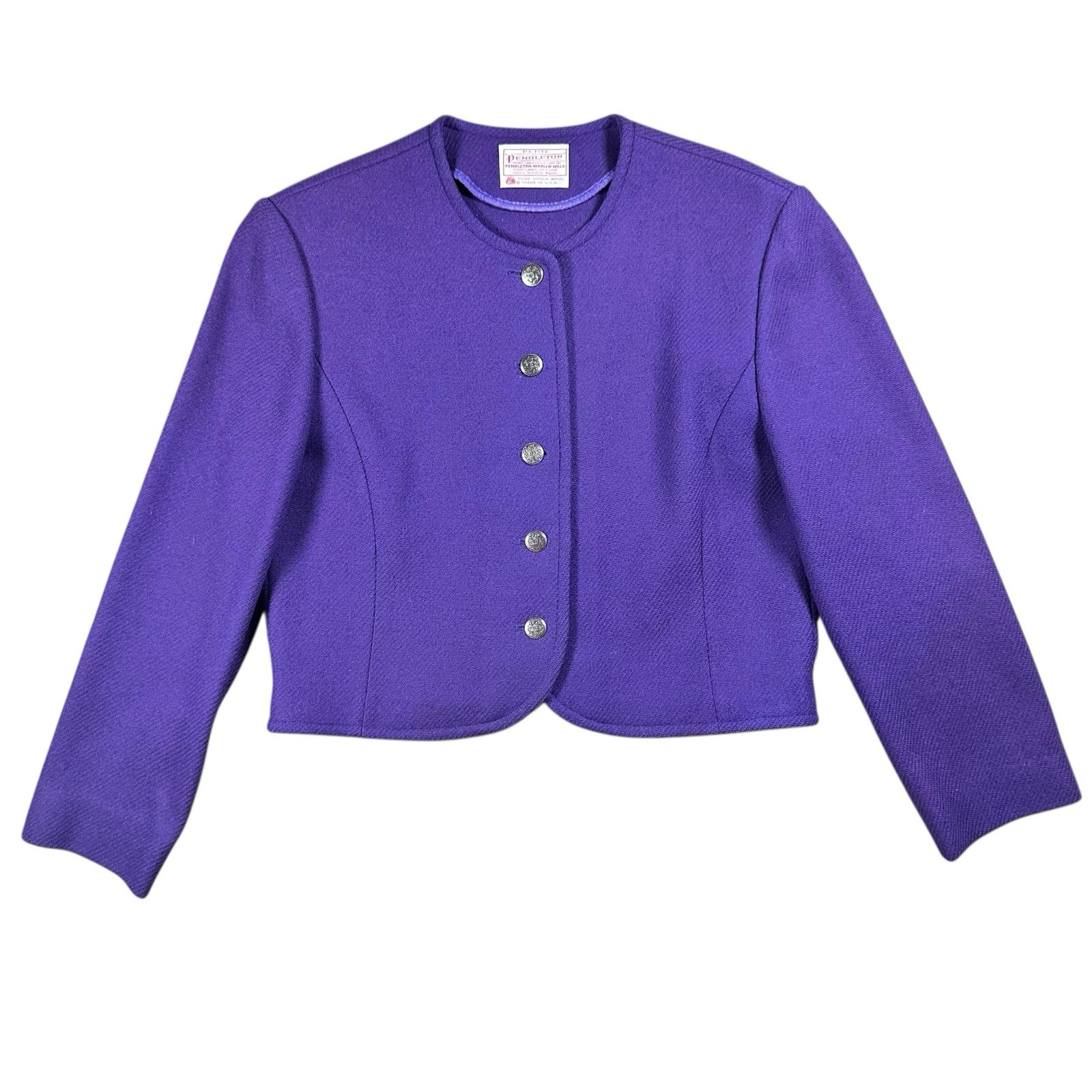 Pendleton Wool Cropped Jacket Petite Purple Tailo… - image 1