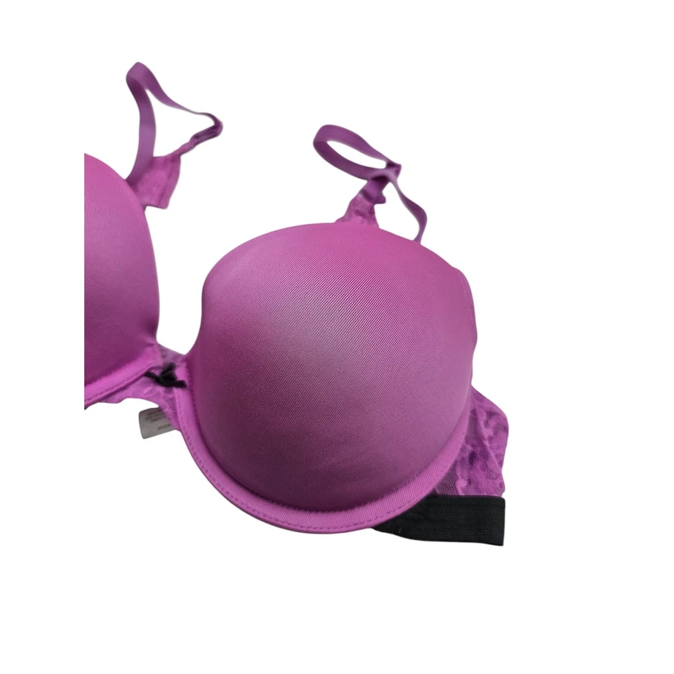 SO Intimates Mujer Talla 34C Clásica Camiseta Sujetador Púrpura Brillante Lados de Encaje Foto 2 de 4