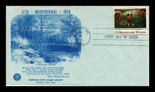 DR JIM STAMPS US COVER LEXINGTON & CONCORD BICENTENNIAL FDC CONCORD HYMN