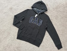 NWT GAP Men  s Full Zip Logo Hoodie Heather Grey Size S