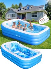 Large Inflatable Pool W/ Big Backrest Seat Oversized Thickened Blow Up Pool
