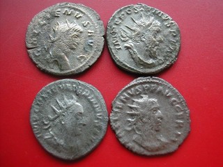 MONNAIES ROMAINES LOT DE 4 ANTONINIENS DE BILLON GALLIEN VALERIEN POSTUME