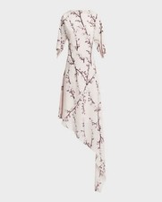 Alexander McQueen Pink 2024  Cherry Blossom Asymmetric Silk Dress $2700