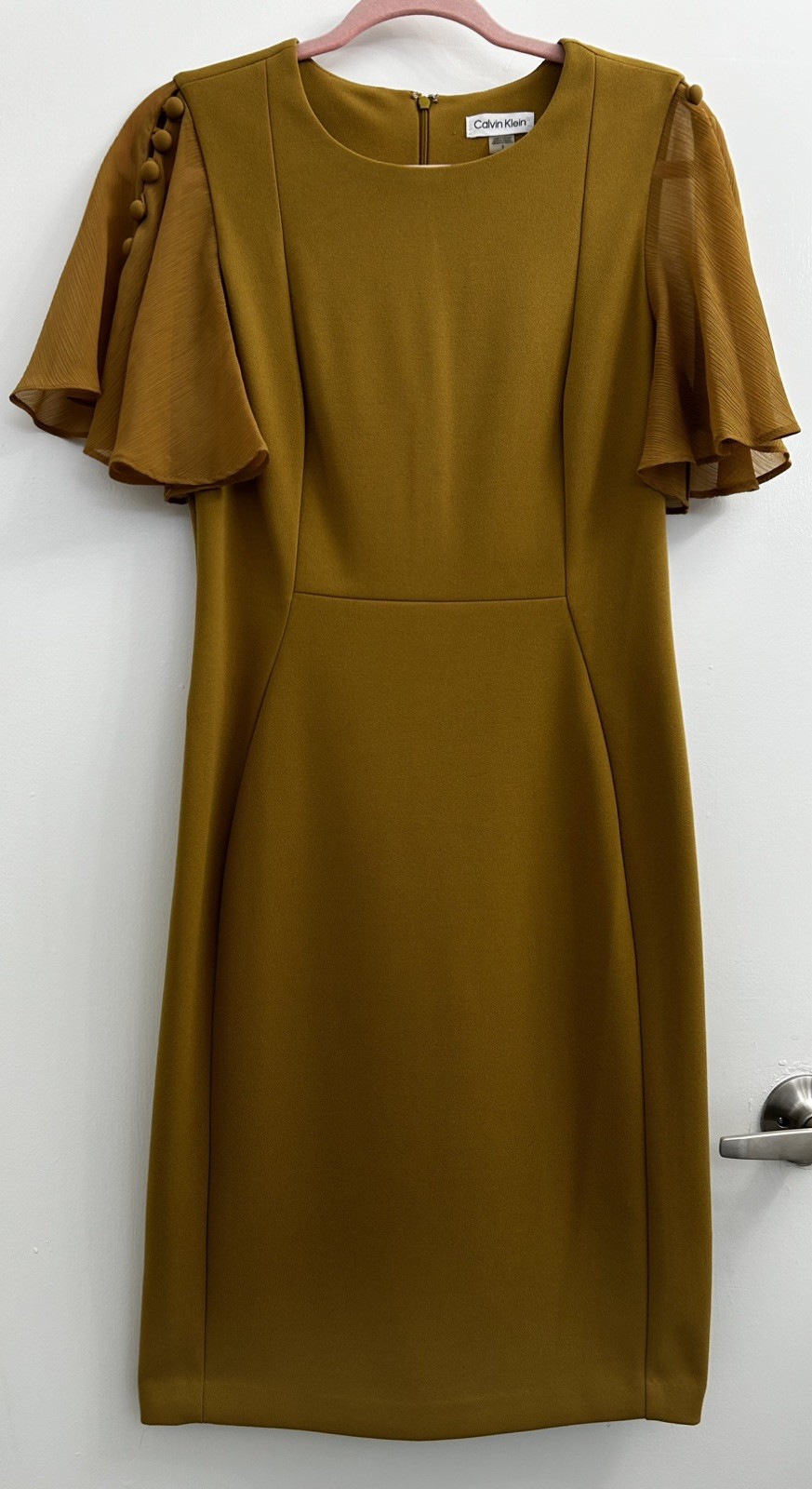 Calvin Klein Solid Green Butterfly Flutter Sleeve… - image 1