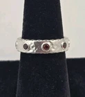 JAI John Hardy Sterling Silver Garnet Hammered Band Ring Size 7 925 Thailand