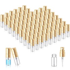 Zhehao 50 Pcs Mini Spray Bottles 2 ml Clear Glass Perfume Bottles Refillable