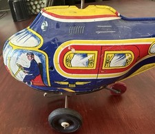 Vintage TIN TOY HELICOPTER; 13" x 5"; Chein Tin; Toy Town Airways; 1950s