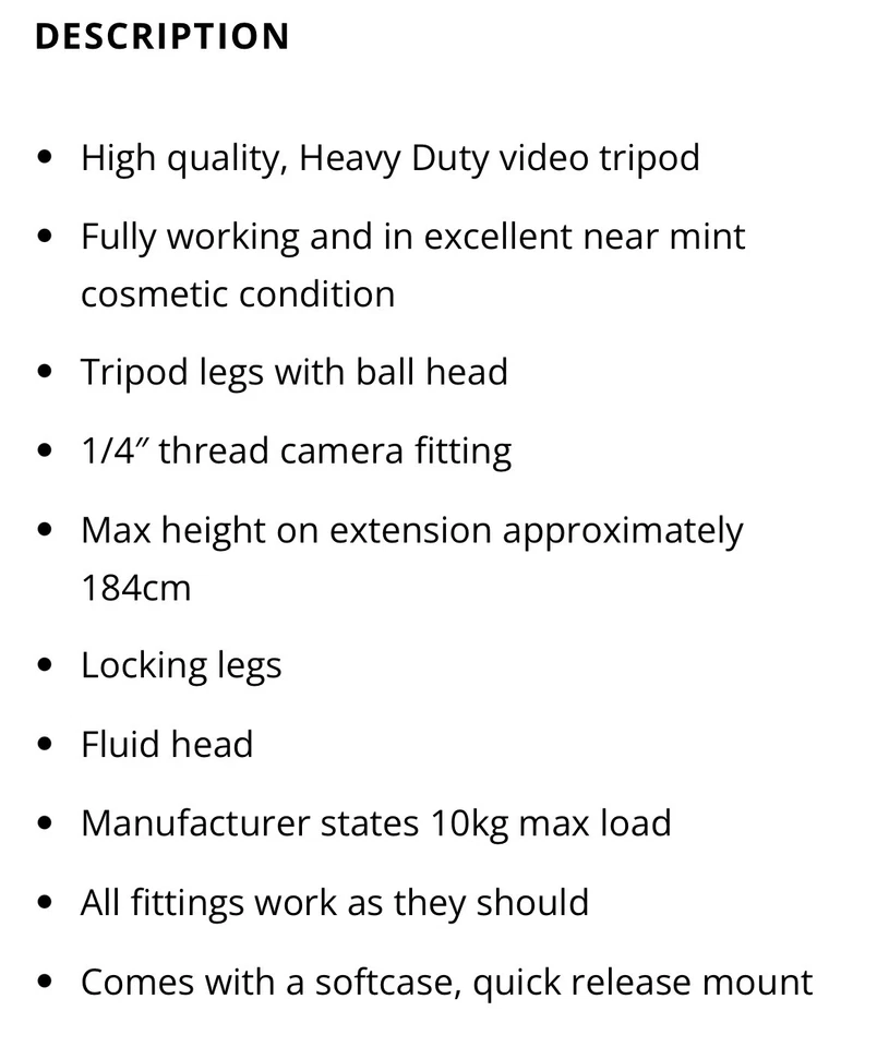 K&F Concept VA18 Heavy Duty Video Tripod Fluid Head 184cm Maximum Extended - Image 2 of 4