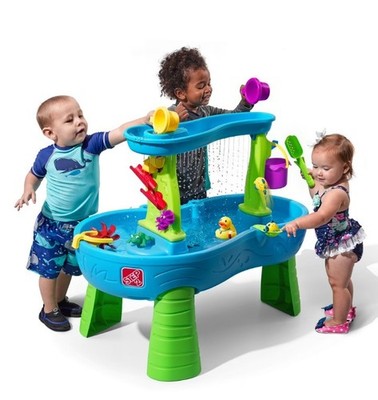 Step2 Rain Showers Splash Pond Blue Plastic Water Table for Toddlers w Waterfall