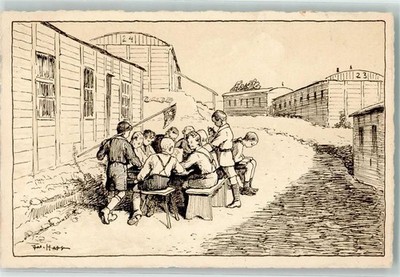 13285832 - 6482 Crossroads Drawing of Children's Village with a Group of Pimpfe