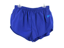 Vintage 80's SPEEDO Swim Trunks Shorts Men XL Blue Logo Mesh Lining Beach