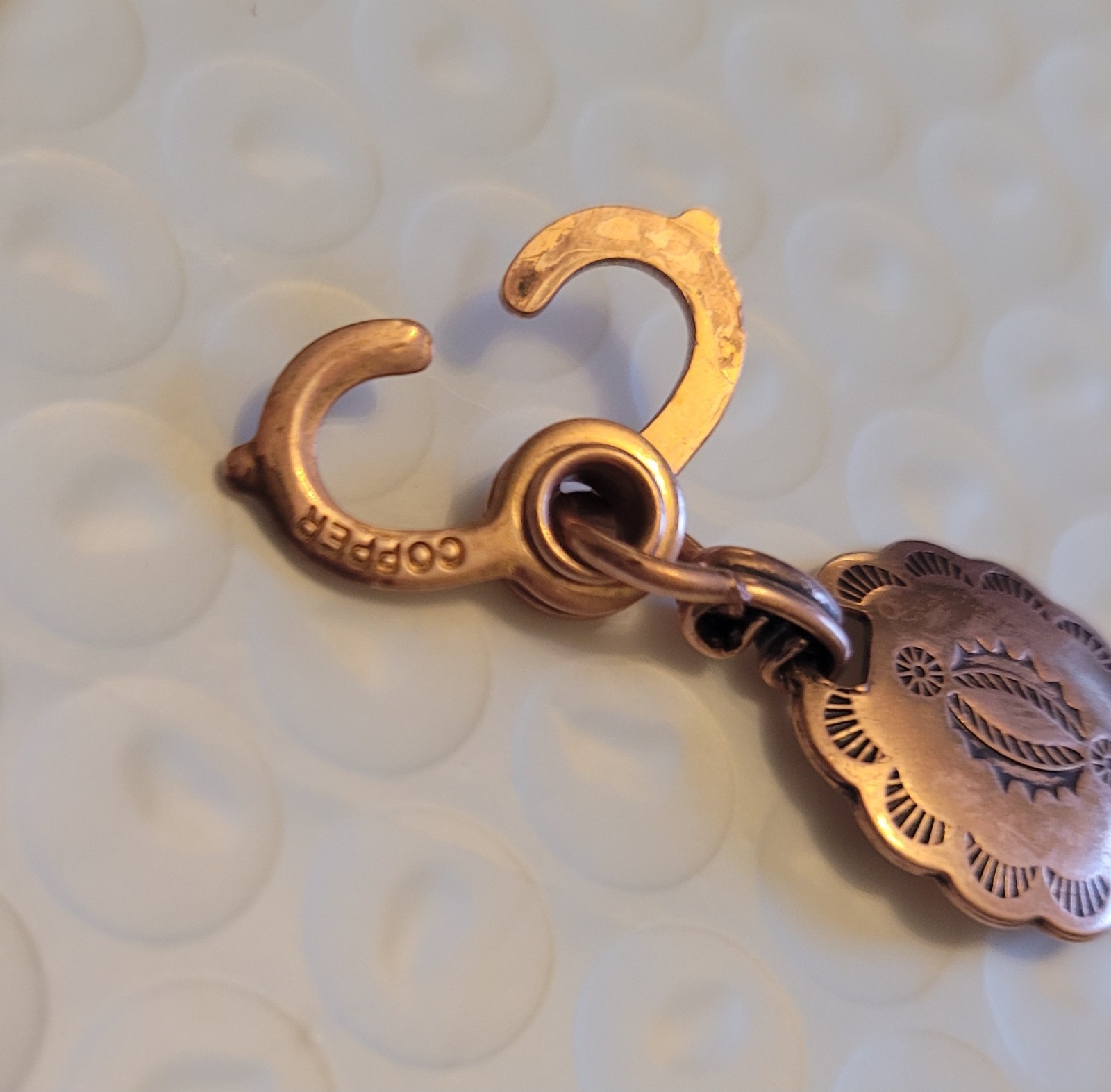 Native American  Copper Etched Conch Style Bracel… - image 2