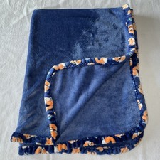 Le Bebe Favorite Fox Trim Navy Blue Baby Security Blanket Very Hard To Find