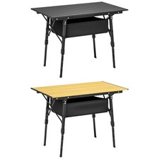 Outsunny 3ft Camping Table, Adjustable Height Small Folding Table