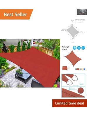 Sun Shade Sail Rectangle 10' x 13' UV Block Canopy for Patio Backyard Lawn Terra