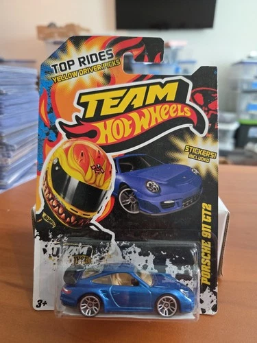 2012 Target Team Hot Wheels Top Rides Yellow Driver Porsche 911 GT2 Blue - GRAIL