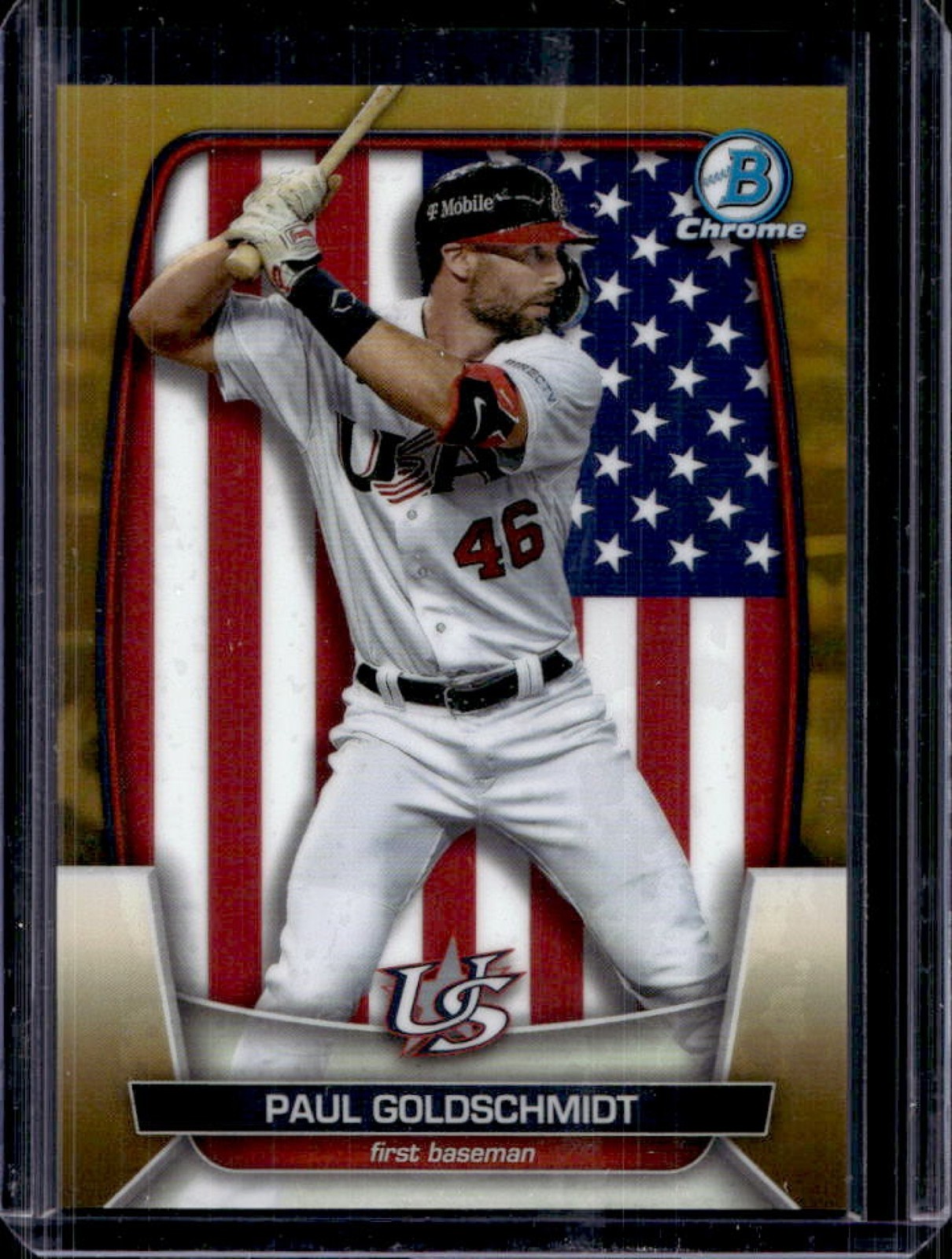 2023 Bowman Chrome Paul Goldschmidt WBC Flag Variations Gold Refractor #/50 USA