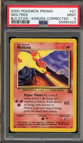 Pokemon Moltres Movie 2000 Black Star Promo #22 KIMURA CORRECTED PSA 9 Mint