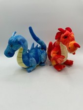 Lot Toys R Us FAO Schwarz Plush Dragons Orange Red Blue Dinosaur 2014 Yellow 7"